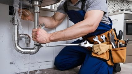 Technician using electronic equipment to detect a plumbing leak in Plantation